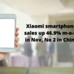 Xiaomi smartphone sales up 46.9% m-o-m in Nov, No 2 in China