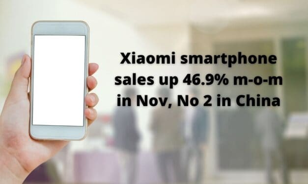 Xiaomi smartphone sales up 46.9% m-o-m in Nov, No 2 in China
